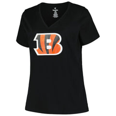 Cincinnati Bengals Women's Plus Size Mother's Day #1 Mom V-Neck T-Shirt Black