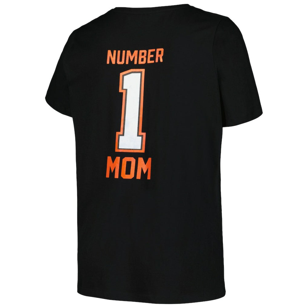 Cincinnati Bengals Women's Plus Size Mother's Day #1 Mom V-Neck T-Shirt Black