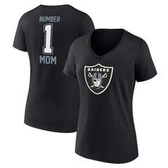 Las Vegas Raiders Women's Plus Size Mother's Day #1 Mom V-Neck T-Shirt Black