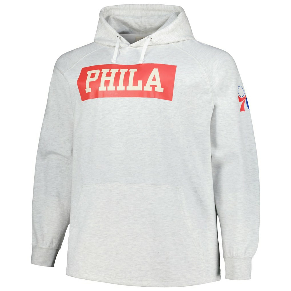 Philadelphia 76ers Big & Tall Raglan Tri-Blend Pullover Hoodie Ash