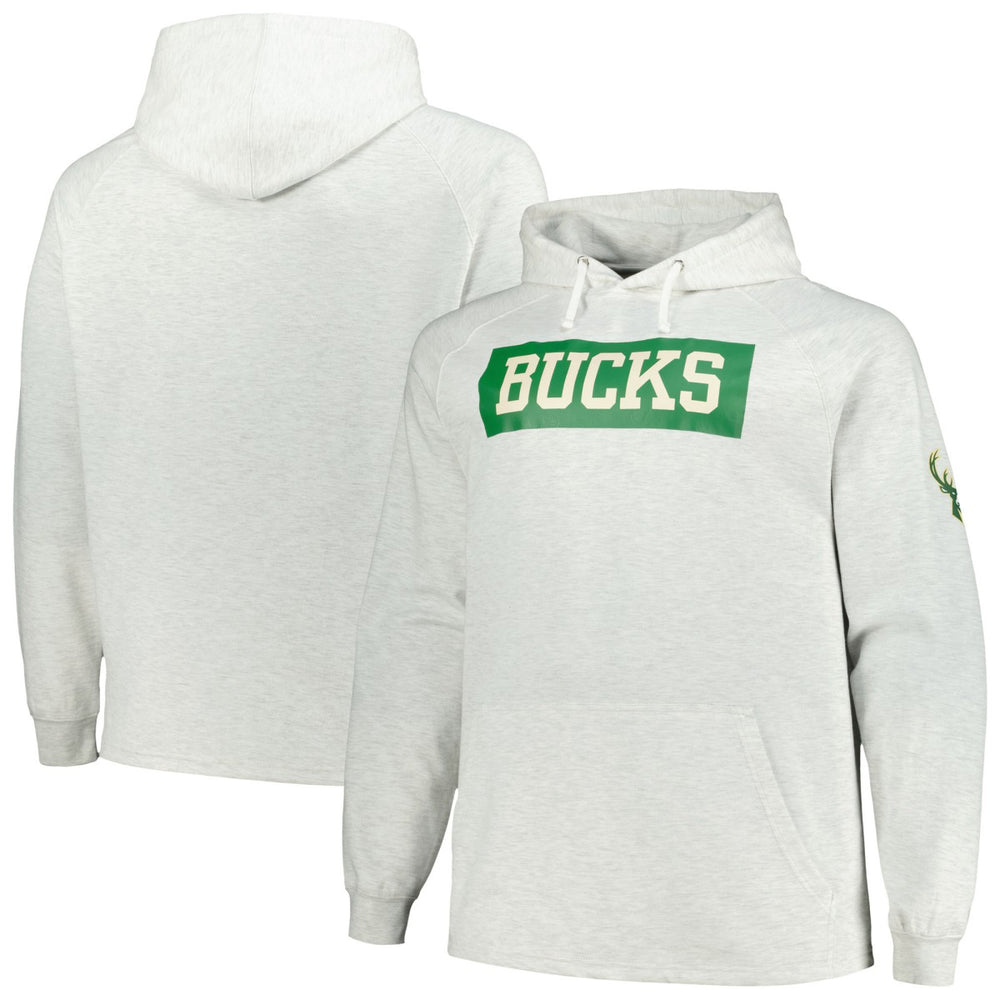 Milwaukee Bucks Big & Tall Raglan Tri-Blend Pullover Hoodie Ash