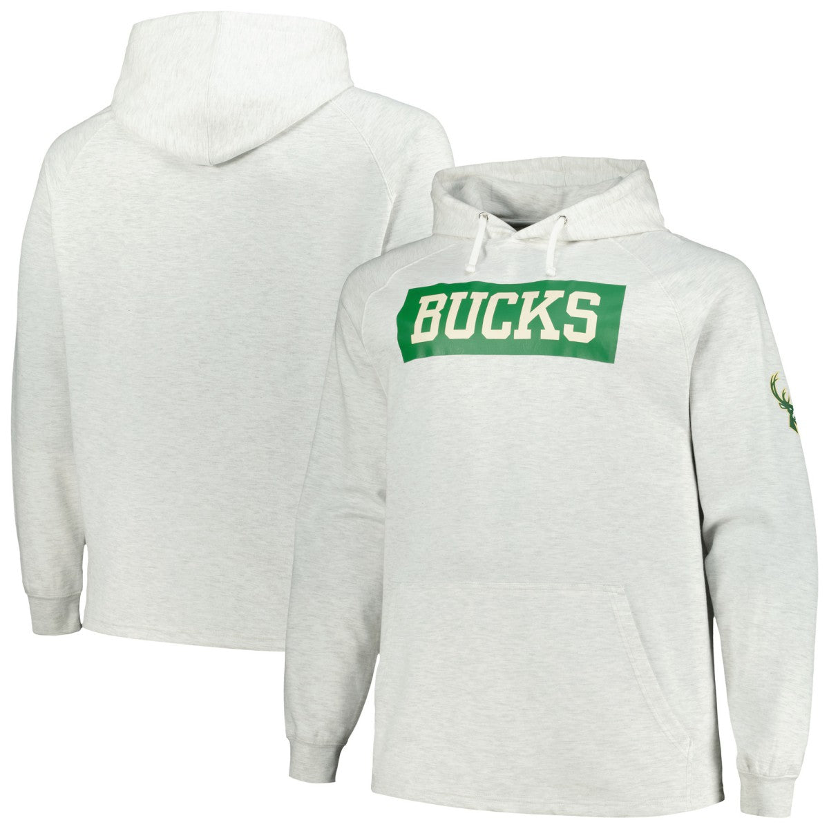 Milwaukee Bucks Big & Tall Raglan Tri-Blend Pullover Hoodie Ash