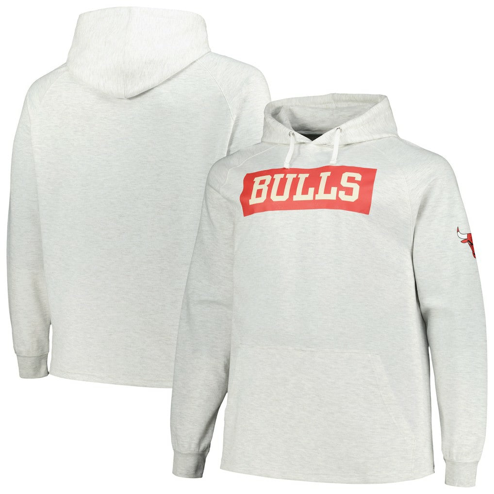 Chicago Bulls Big & Tall Raglan Tri-Blend Pullover Hoodie Ash