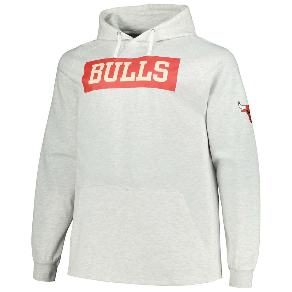 Chicago Bulls Big & Tall Raglan Tri-Blend Pullover Hoodie Ash