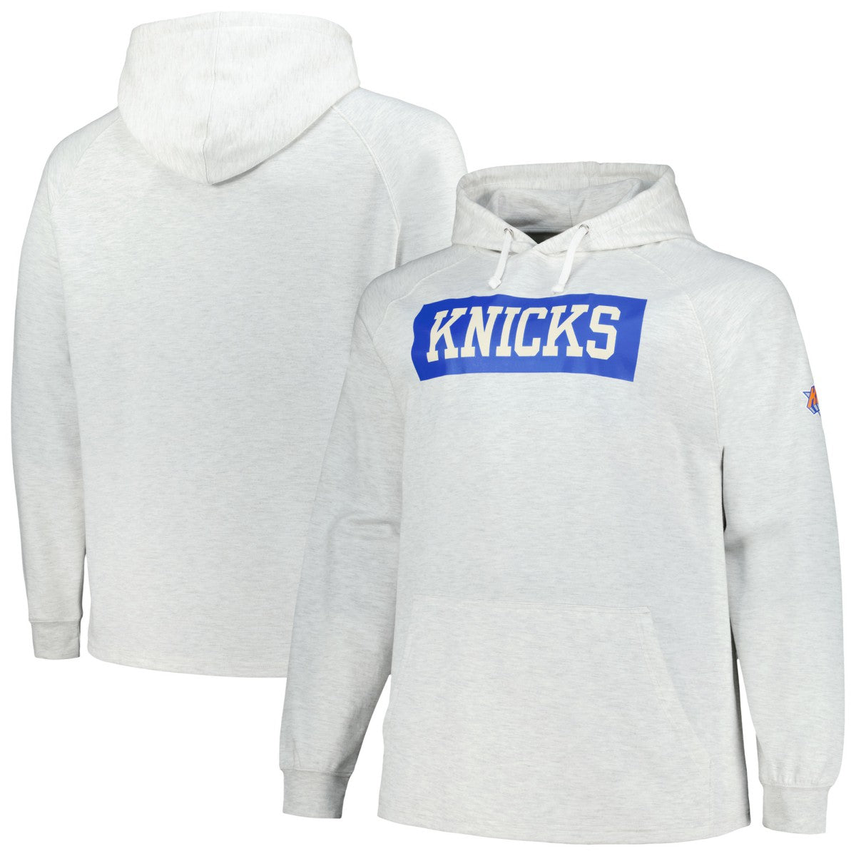 New York Knicks Big & Tall Raglan Tri-Blend Pullover Hoodie Ash