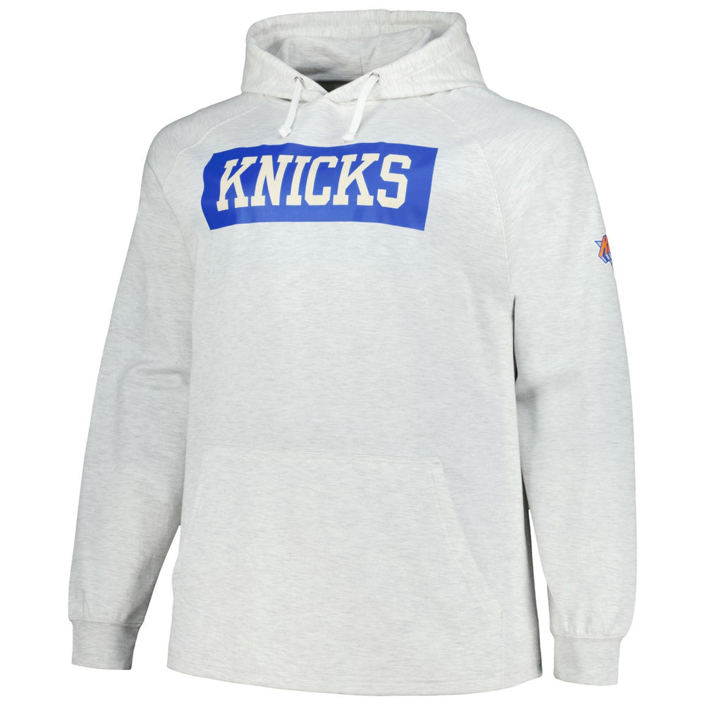 New York Knicks Big & Tall Raglan Tri-Blend Pullover Hoodie Ash