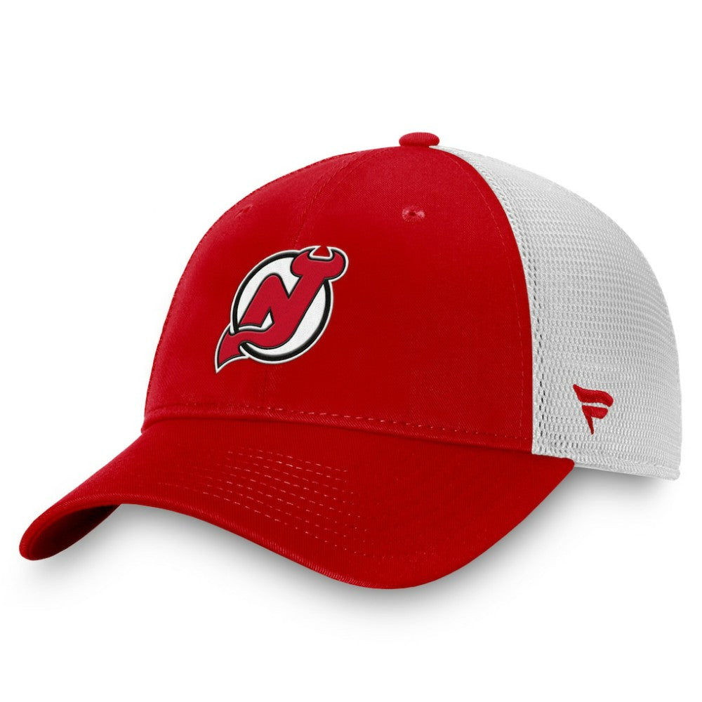 NHL New Jersey Devils Fanatics Core Primary Logo Trucker Adjustable Hat - Red/White