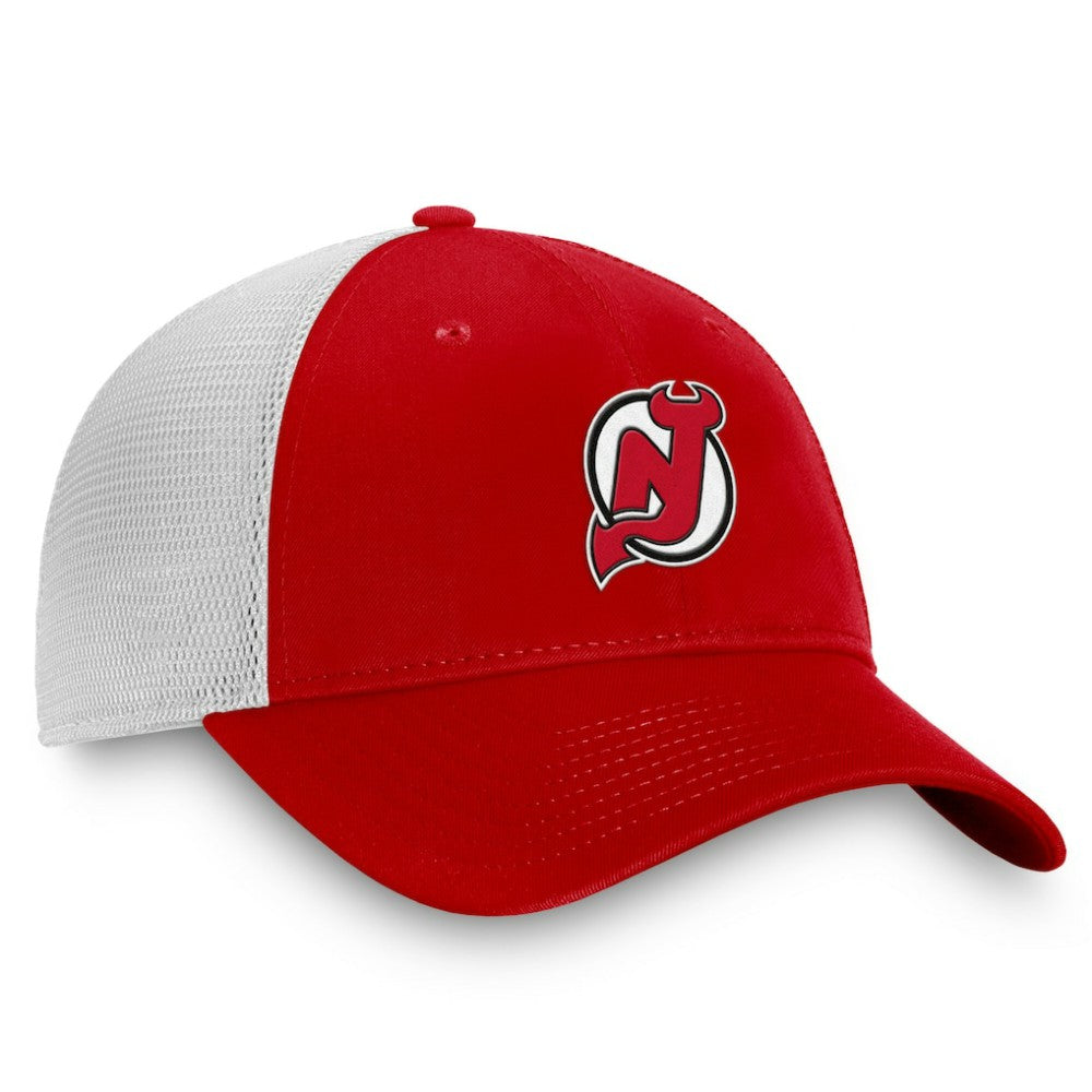 NHL New Jersey Devils Fanatics Core Primary Logo Trucker Adjustable Hat - Red/White