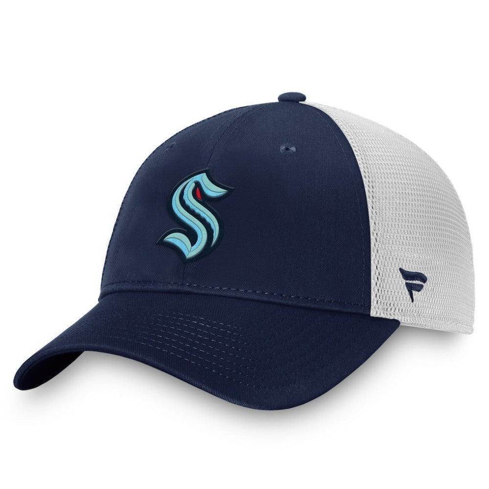 NHL Seattle Kraken Fanatics Core Primary Logo Trucker Adjustable Hat - Deep Sea Blue/White