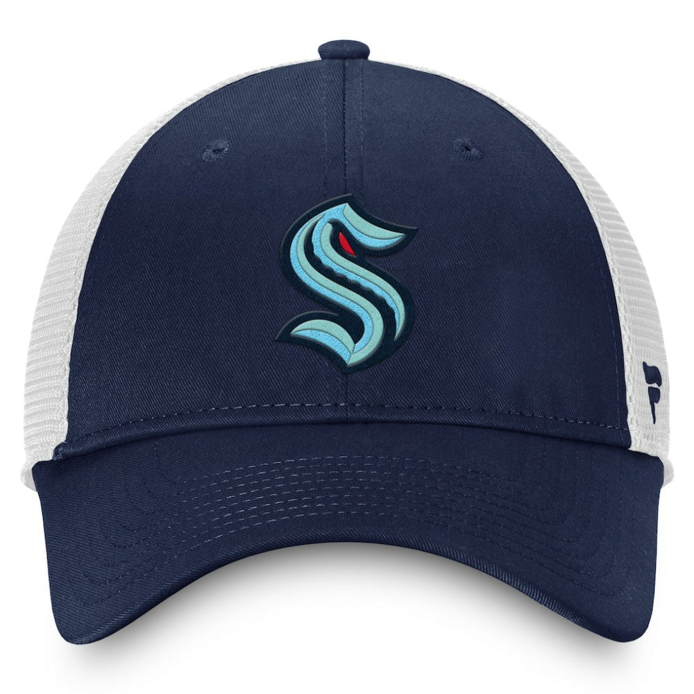 NHL Seattle Kraken Fanatics Core Primary Logo Trucker Adjustable Hat - Deep Sea Blue/White