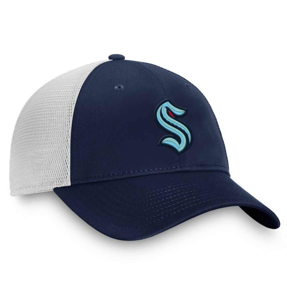 NHL Seattle Kraken Fanatics Core Primary Logo Trucker Adjustable Hat - Deep Sea Blue/White