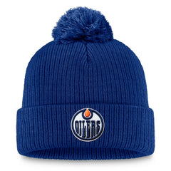 NHL Edmonton Oilers Fanatics Primary Logo Cuffed Knit Hat with Pom - Royal