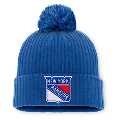 NHL New York Rangers Fanatics Primary Logo Cuffed Knit Hat with Pom - Blue