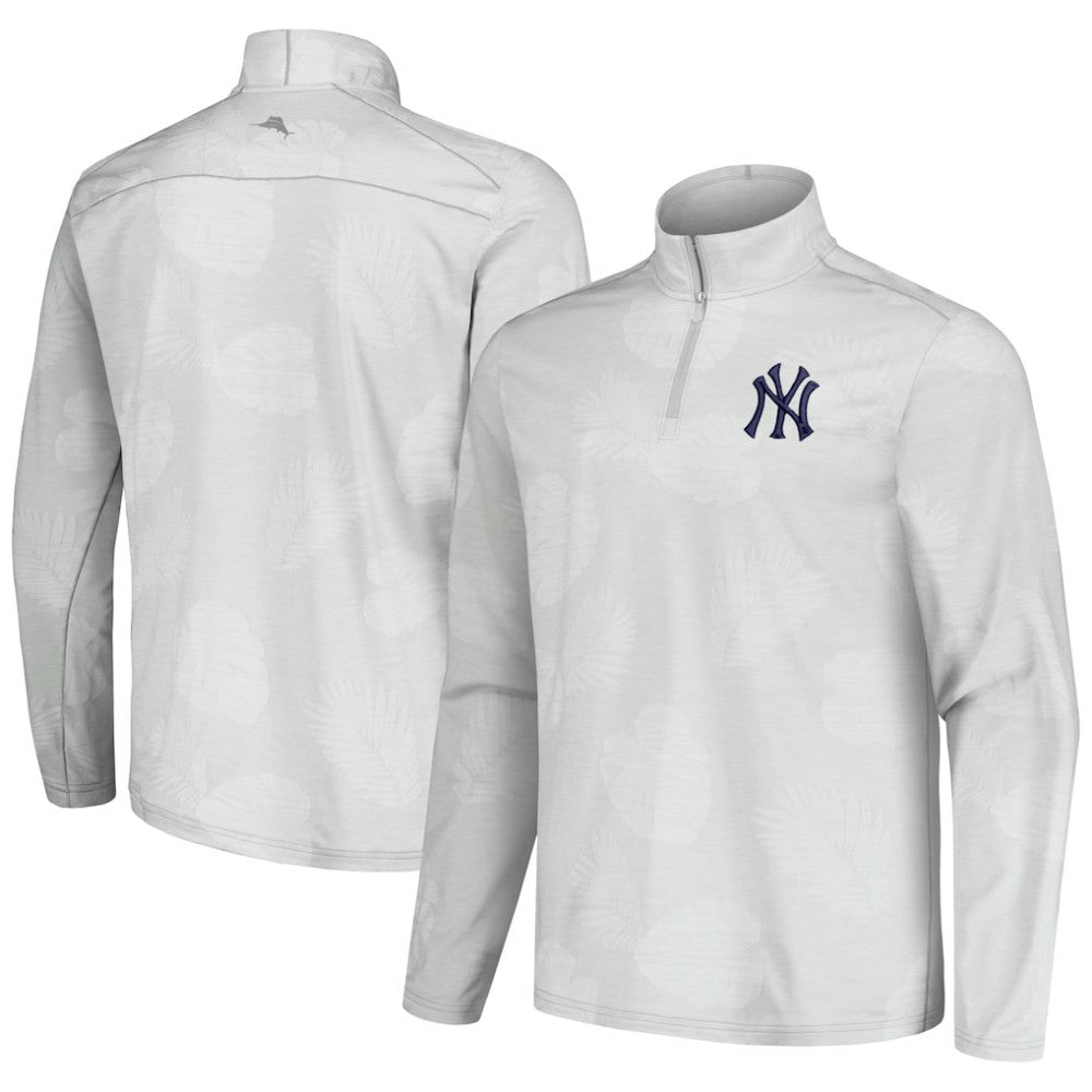 New York Yankees Tommy Bahama Delray Frond IslandZone Half-Zip Jacket - Gray Jackets