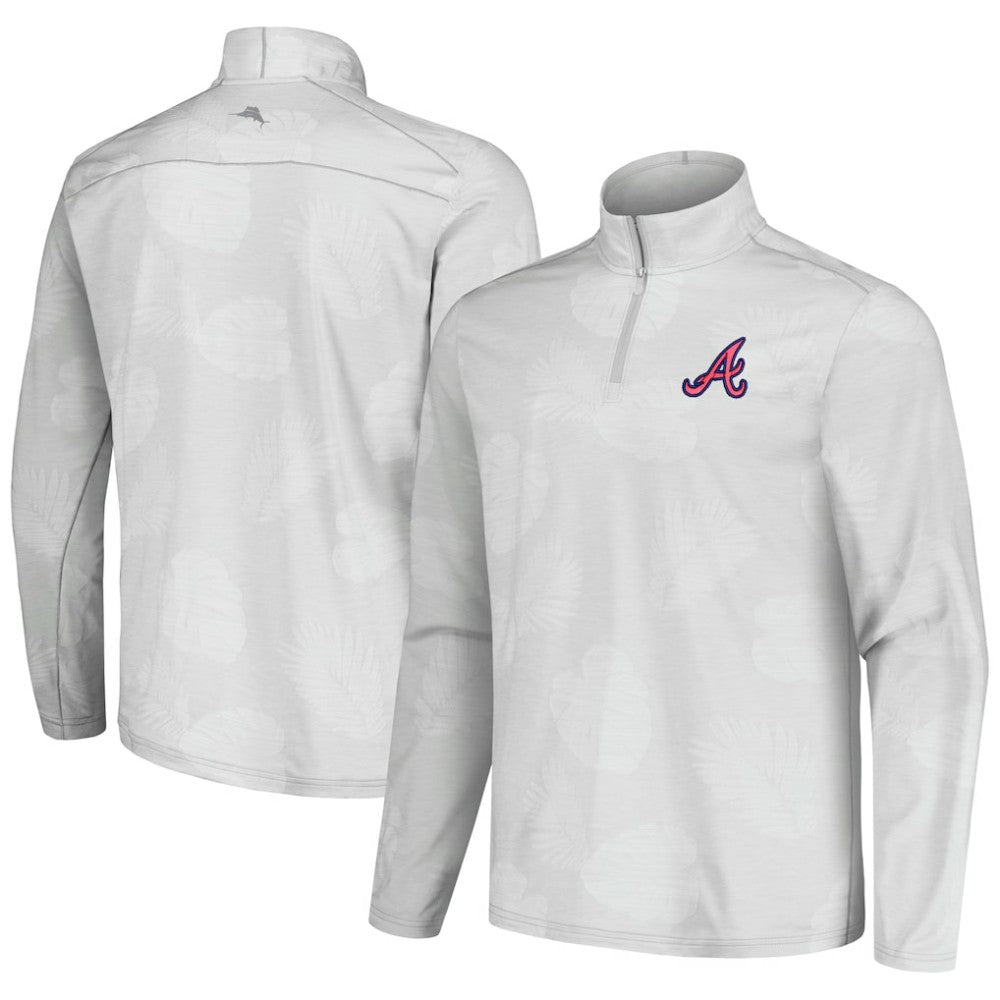 Atlanta Braves Tommy Bahama Delray Frond IslandZone Half-Zip Jacket - Gray Jackets
