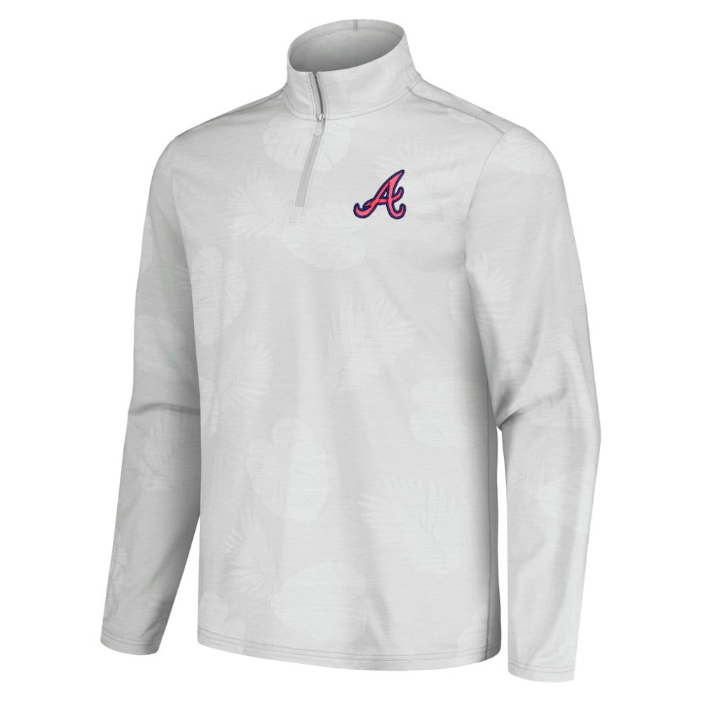 Atlanta Braves Tommy Bahama Delray Frond IslandZone Half-Zip Jacket - Gray Jackets