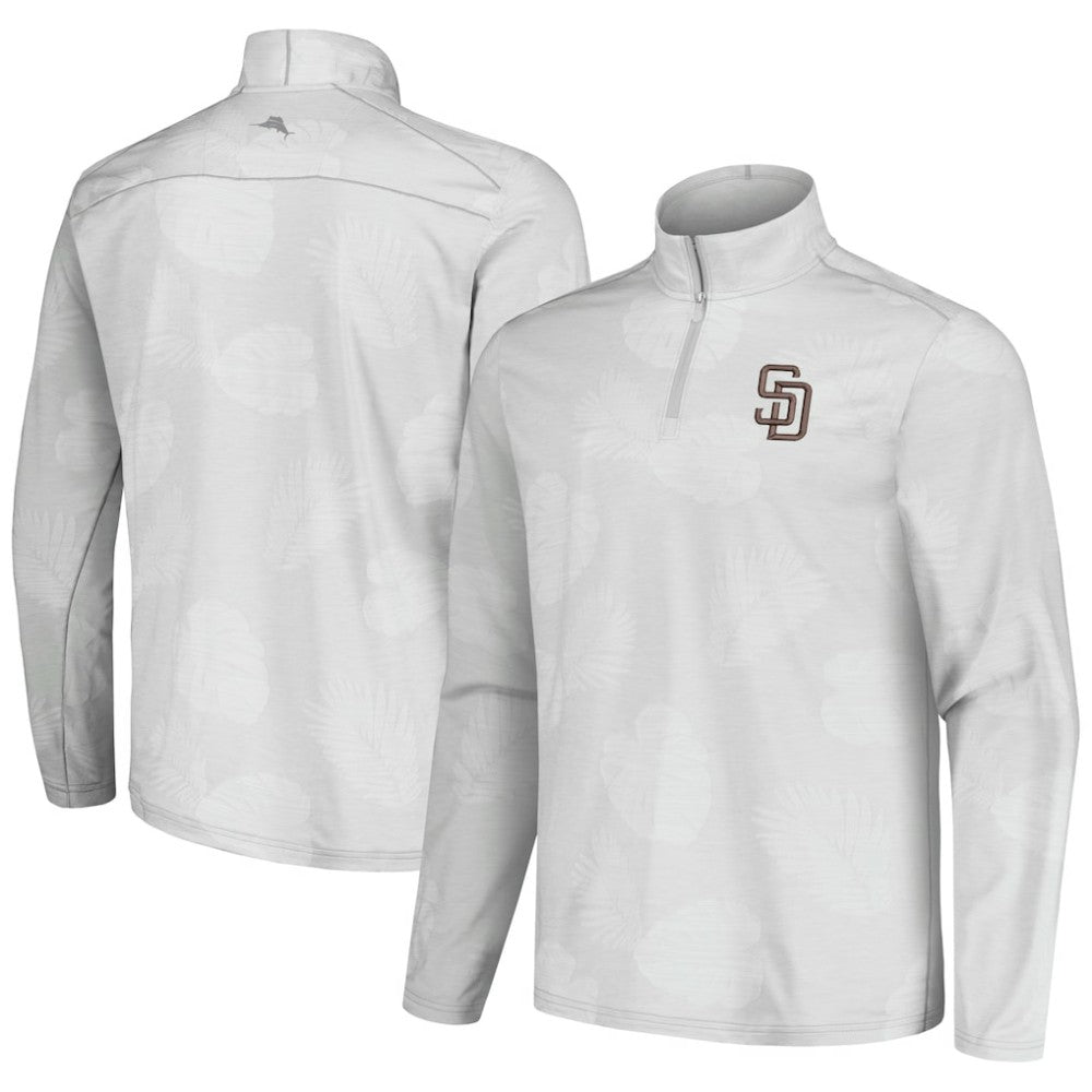 San Diego Padres Tommy Bahama Delray Frond IslandZone Half-Zip Jacket - Gray Jackets