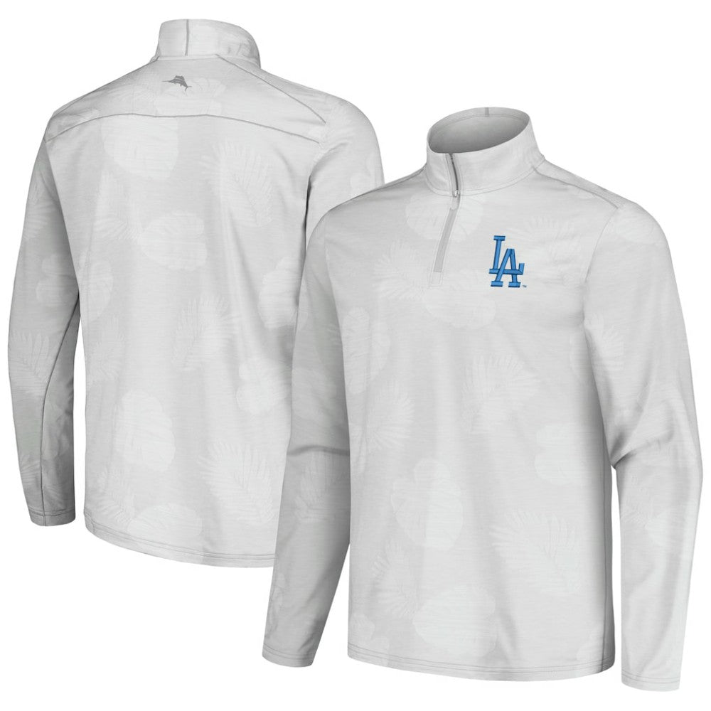 Los Angeles Dodgers Tommy Bahama Delray Frond IslandZone Half-Zip Jacket - Gray Jackets