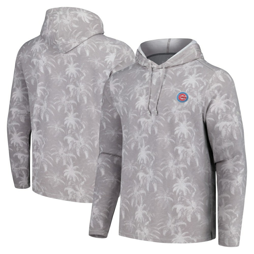 Chicago Cubs Tommy Bahama Palm Frenzy Hoodie Long Sleeve T-Shirt - Gray Hoodies