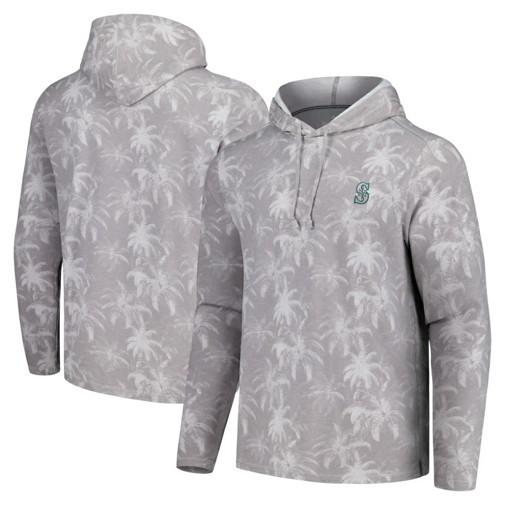 Seattle Mariners Tommy Bahama Palm Frenzy Hoodie Long Sleeve T-Shirt - Gray Hoodies