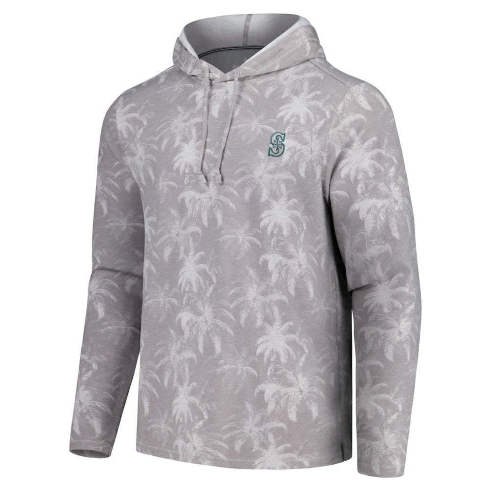 Seattle Mariners Tommy Bahama Palm Frenzy Hoodie Long Sleeve T-Shirt - Gray Hoodies