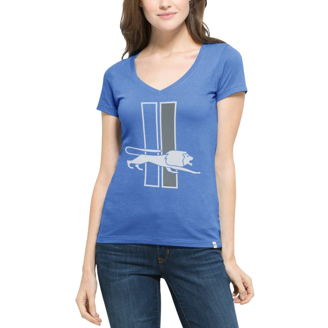 Detroit Lions '47 Women's Crosstown Flanker V-Neck T-Shirt Blue