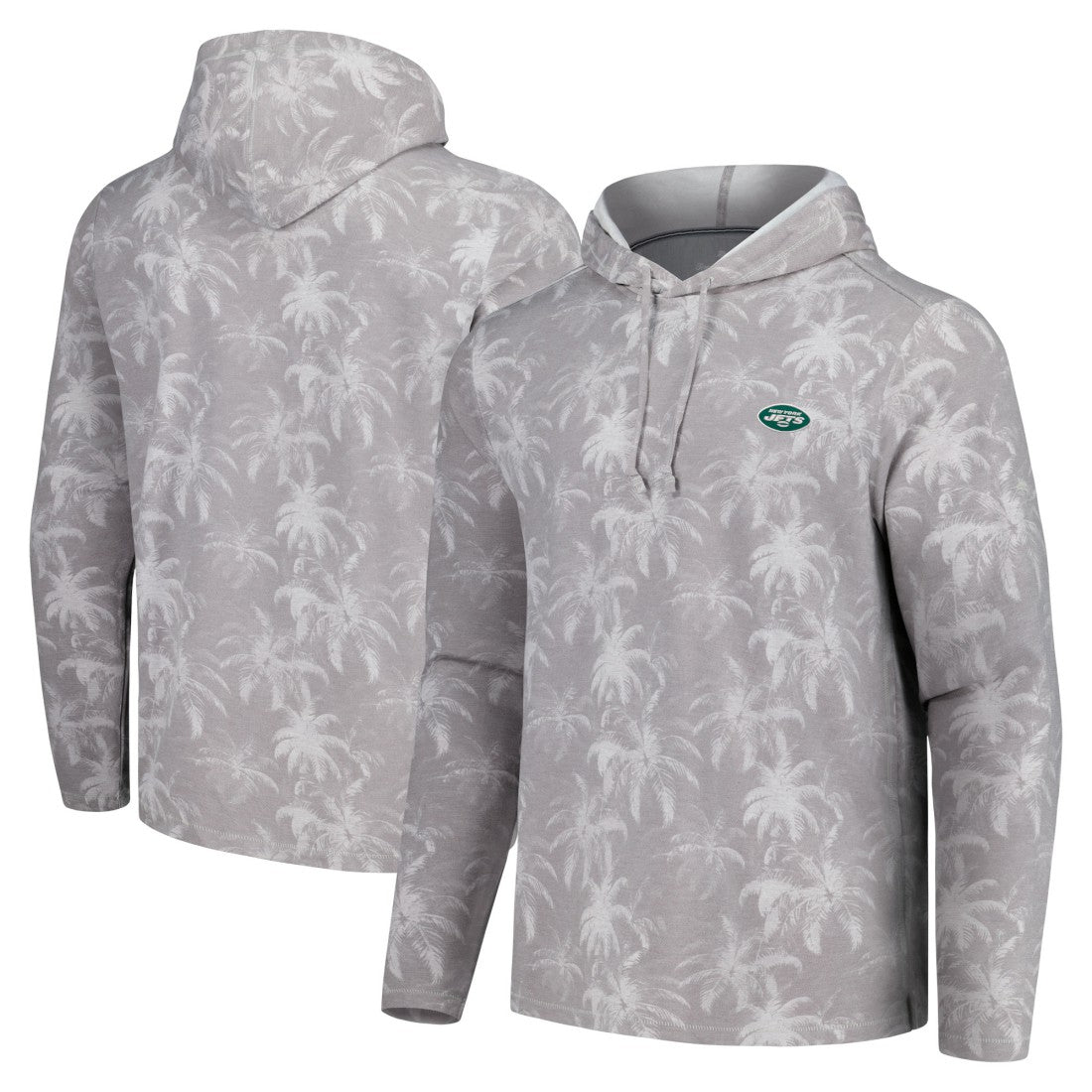 New York Jets Palm Frenzy Hoodie Long Sleeve T-Shirt Gray