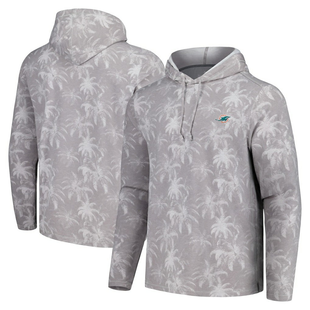 Miami Dolphins Palm Frenzy Hoodie Long Sleeve T-Shirt Gray