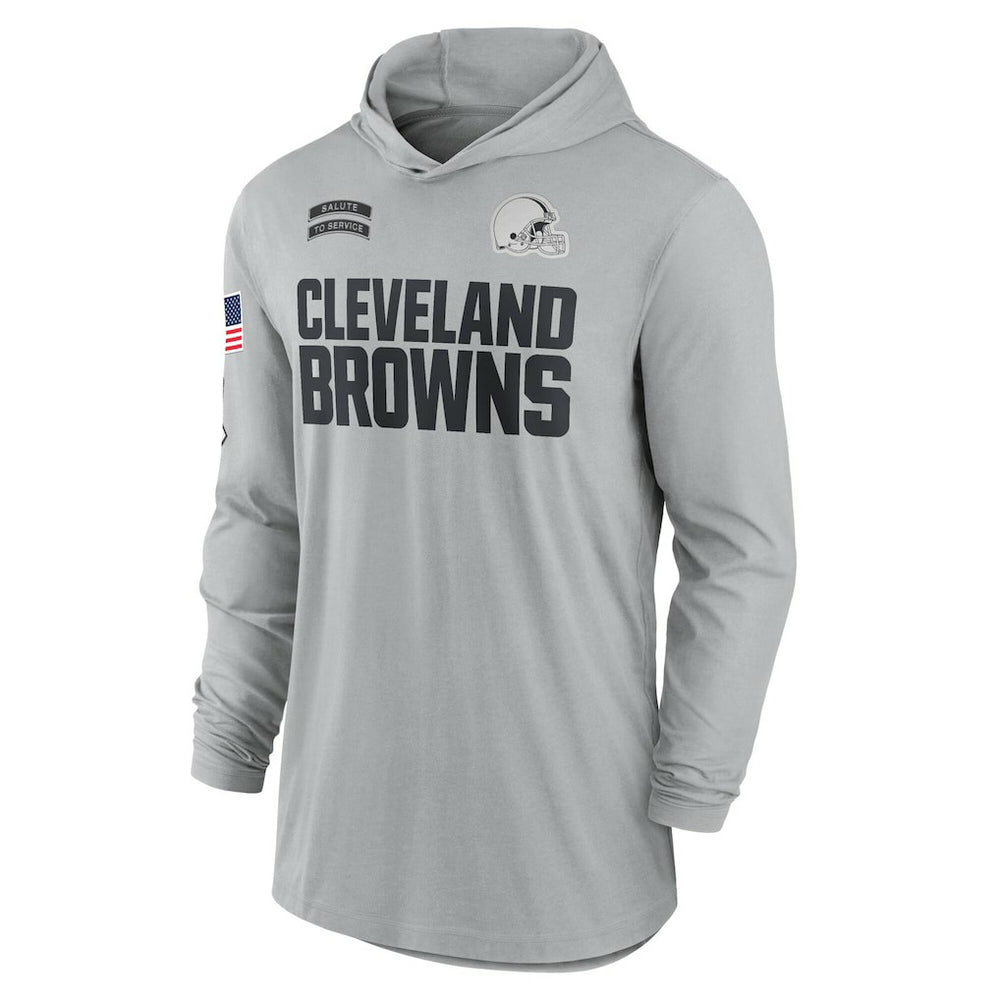 Cleveland Browns 2024 Salute to Service Lightweight Dri-FIT Long Sleeve Hoodie T-Shirt Gray