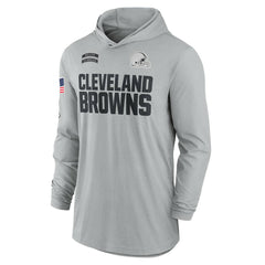 Cleveland Browns 2024 Salute to Service Lightweight Dri-FIT Long Sleeve Hoodie T-Shirt Gray