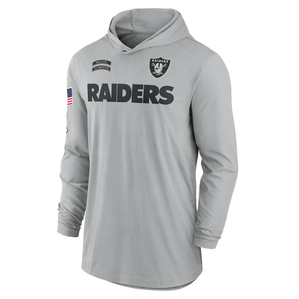Las Vegas Raiders 2024 Salute to Service Lightweight Dri-FIT Long Sleeve Hoodie T-Shirt Gray