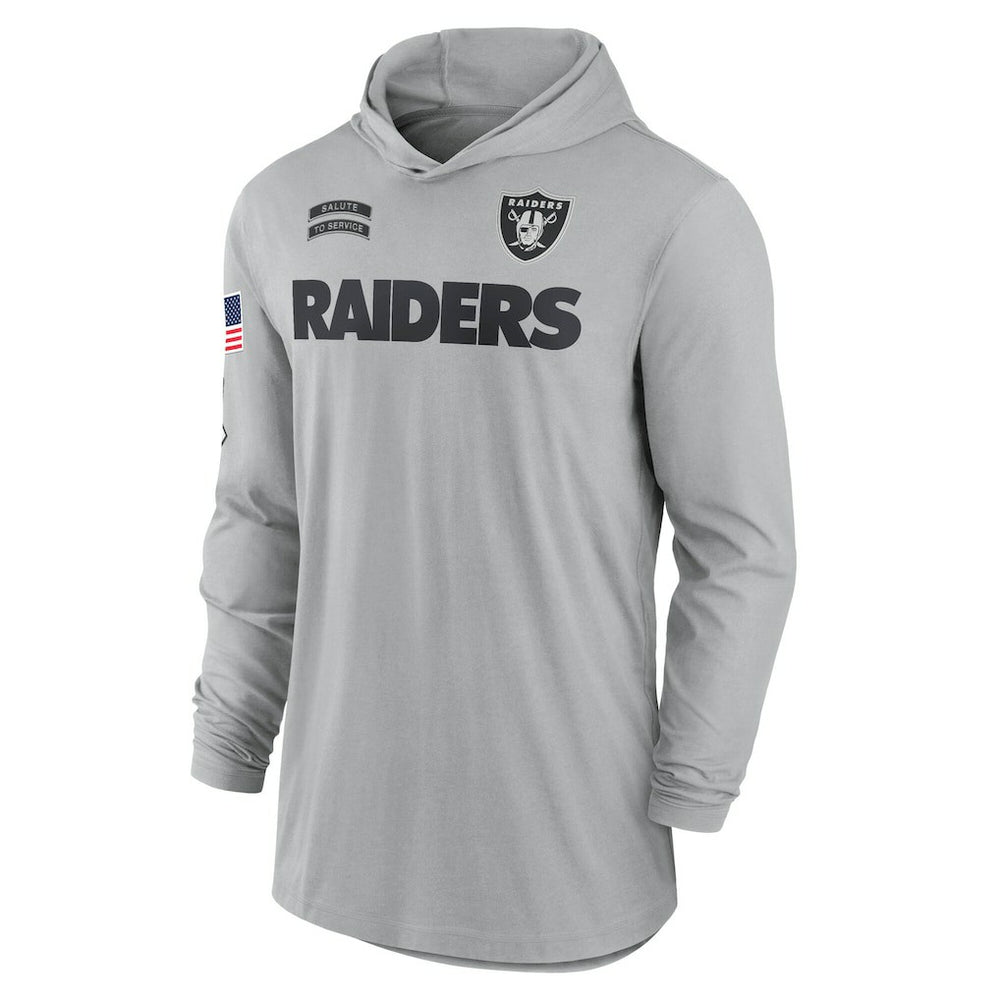 Las Vegas Raiders 2024 Salute to Service Lightweight Dri-FIT Long Sleeve Hoodie T-Shirt Gray