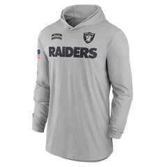 Las Vegas Raiders 2024 Salute to Service Lightweight Dri-FIT Long Sleeve Hoodie T-Shirt Gray