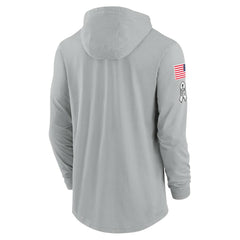 Las Vegas Raiders 2024 Salute to Service Lightweight Dri-FIT Long Sleeve Hoodie T-Shirt Gray