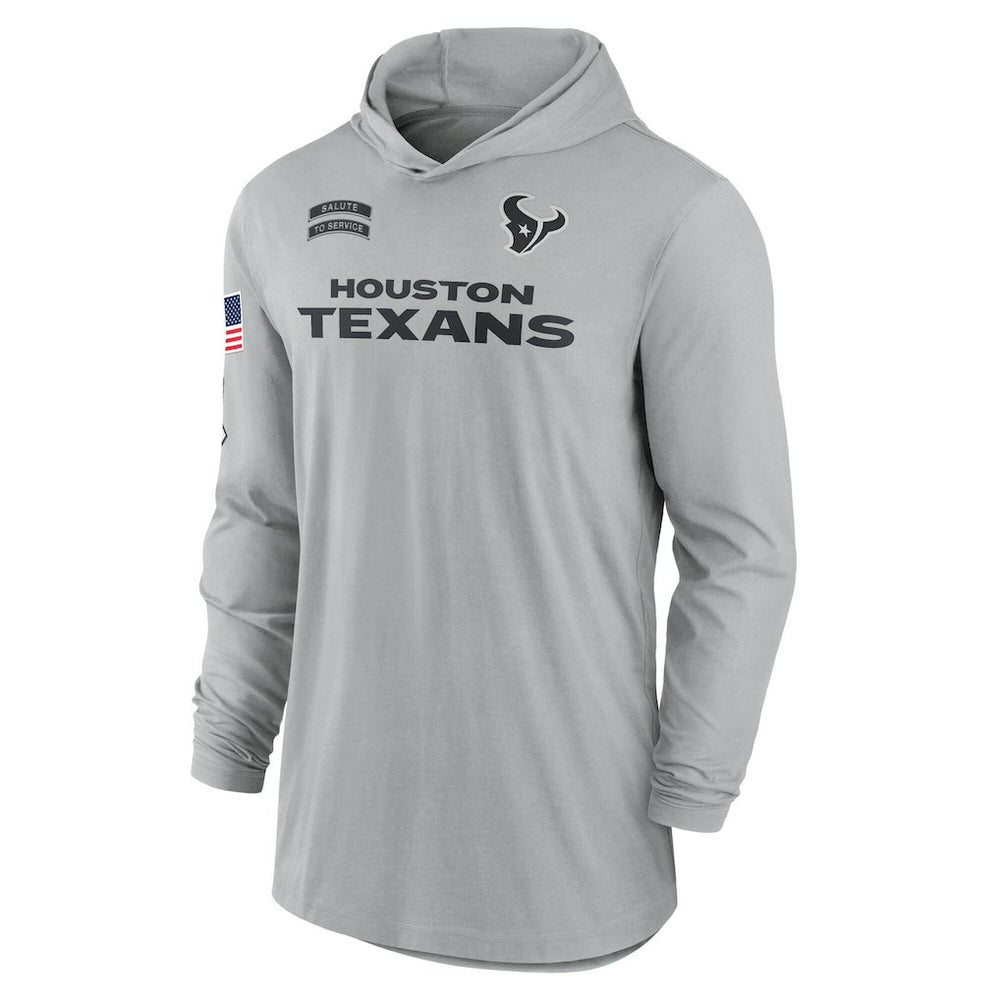 Houston Texans 2024 Salute to Service Lightweight Dri-FIT Long Sleeve Hoodie T-Shirt Gray