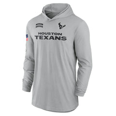 Houston Texans 2024 Salute to Service Lightweight Dri-FIT Long Sleeve Hoodie T-Shirt Gray