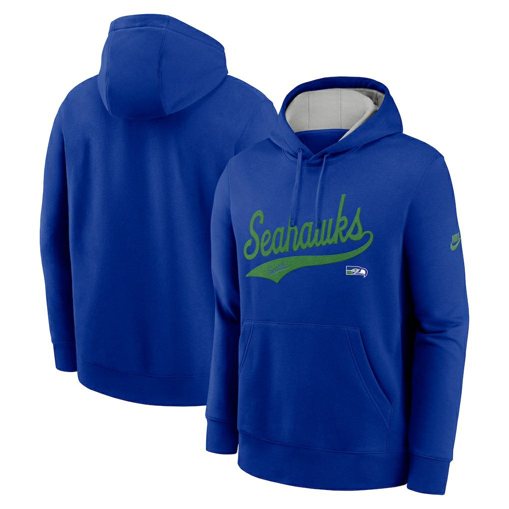 Seattle Seahawks Rewind Club Logo Pullover Hoodie Royal