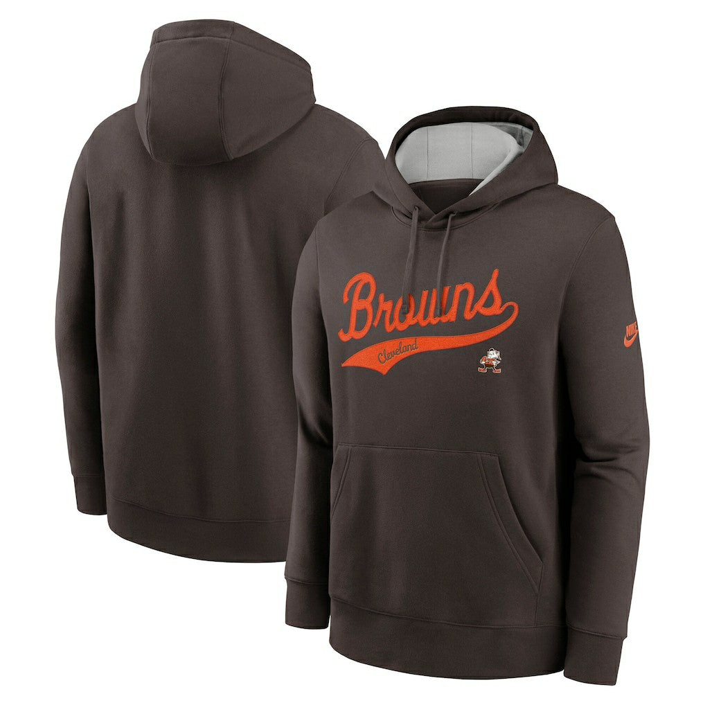 Cleveland Browns Rewind Club Logo Pullover Hoodie Brown