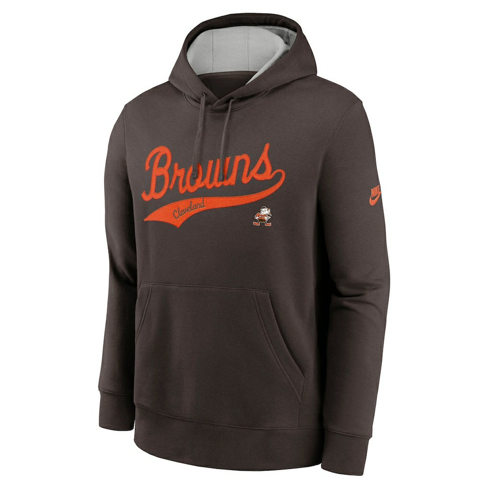 Cleveland Browns Rewind Club Logo Pullover Hoodie Brown