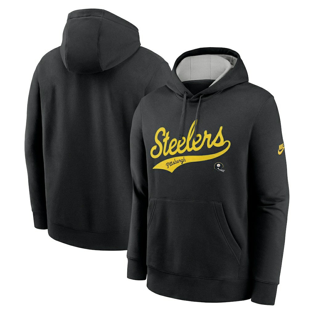 Pittsburgh Steelers Rewind Club Logo Pullover Hoodie Black