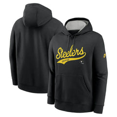 Pittsburgh Steelers Rewind Club Logo Pullover Hoodie Black