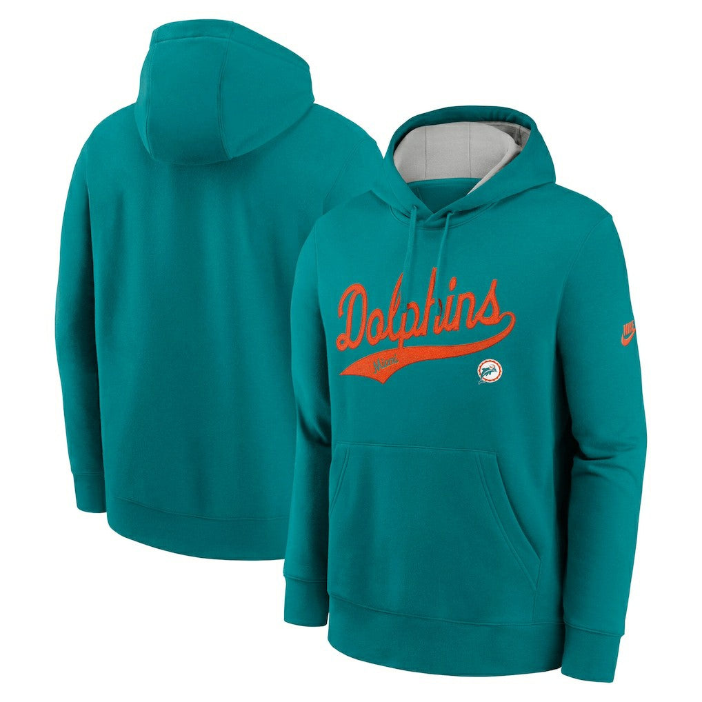 Miami Dolphins Rewind Club Logo Pullover Hoodie Aqua