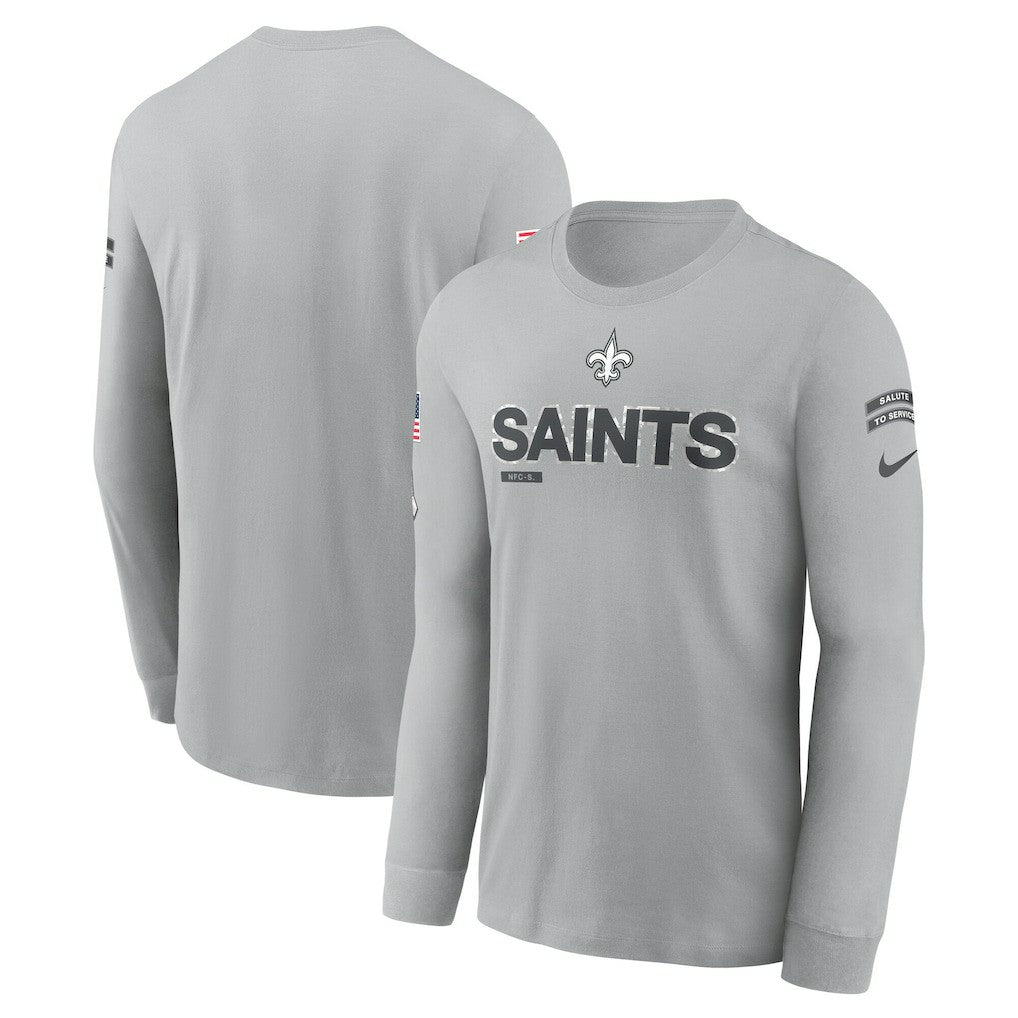 New Orleans Saints 2024 Salute To Service Long Sleeve T-Shirt Gray