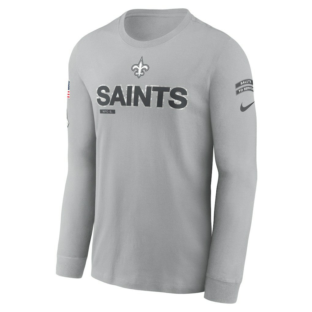 New Orleans Saints 2024 Salute To Service Long Sleeve T-Shirt Gray
