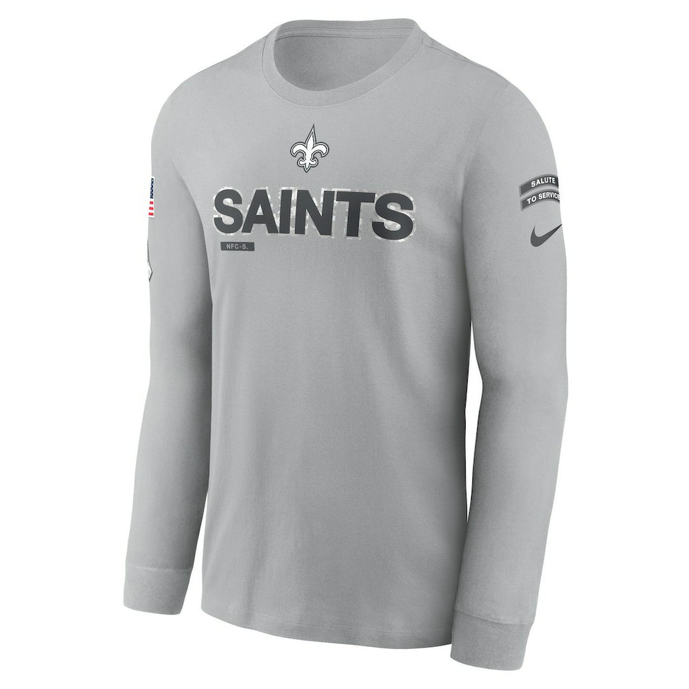 New Orleans Saints 2024 Salute To Service Long Sleeve T-Shirt Gray