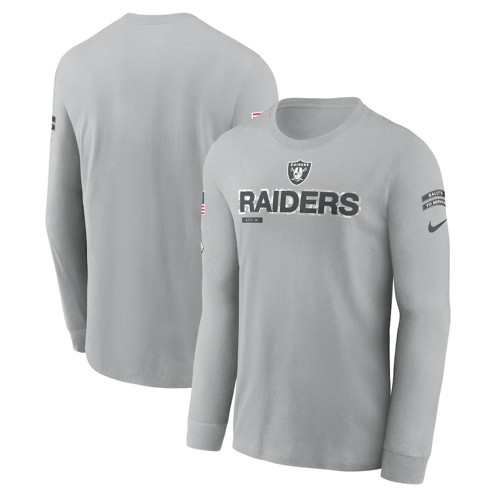 Las Vegas Raiders 2024 Salute To Service Long Sleeve T-Shirt Gray