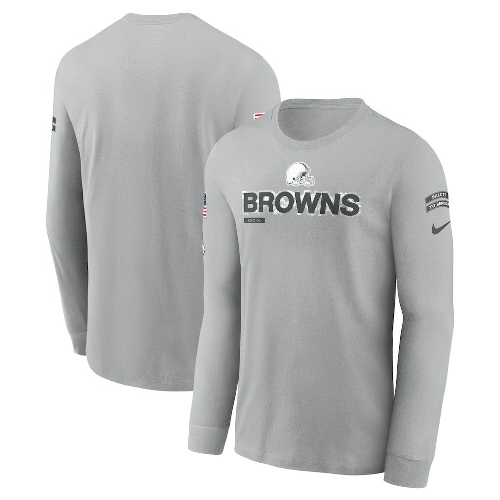 Cleveland Browns 2024 Salute To Service Long Sleeve T-Shirt Gray