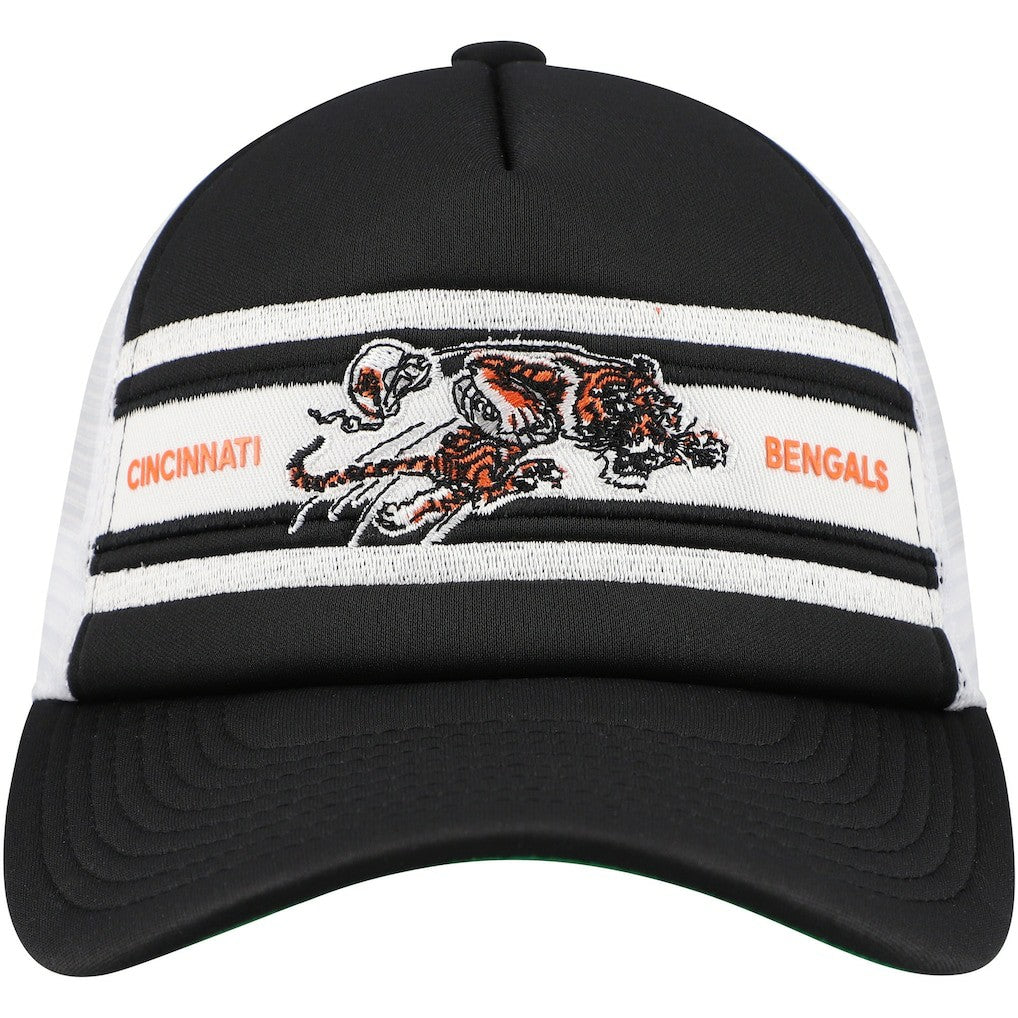 Cincinnati Bengals Youth Stripe Trucker Adjustable Hat Black