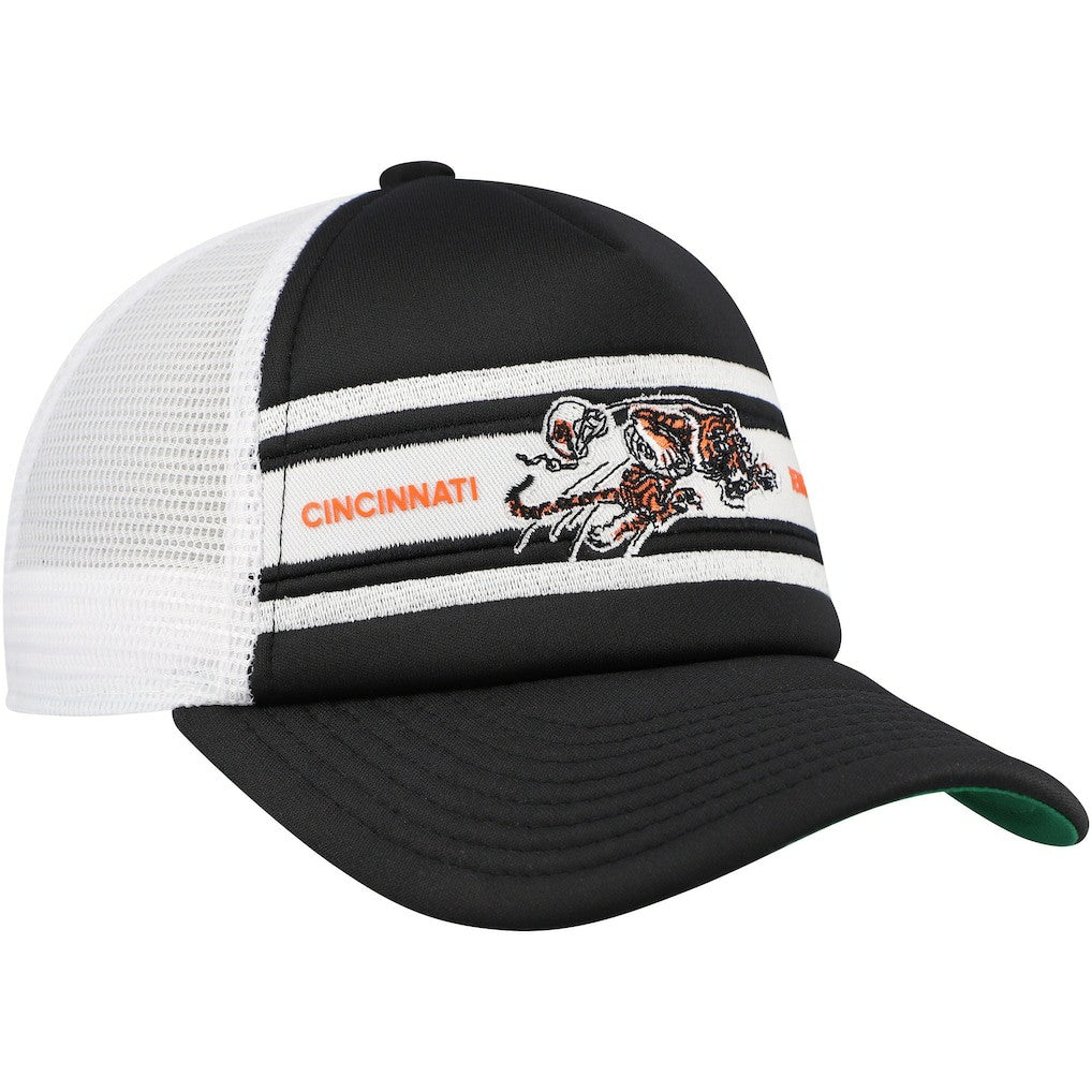Cincinnati Bengals Youth Stripe Trucker Adjustable Hat Black