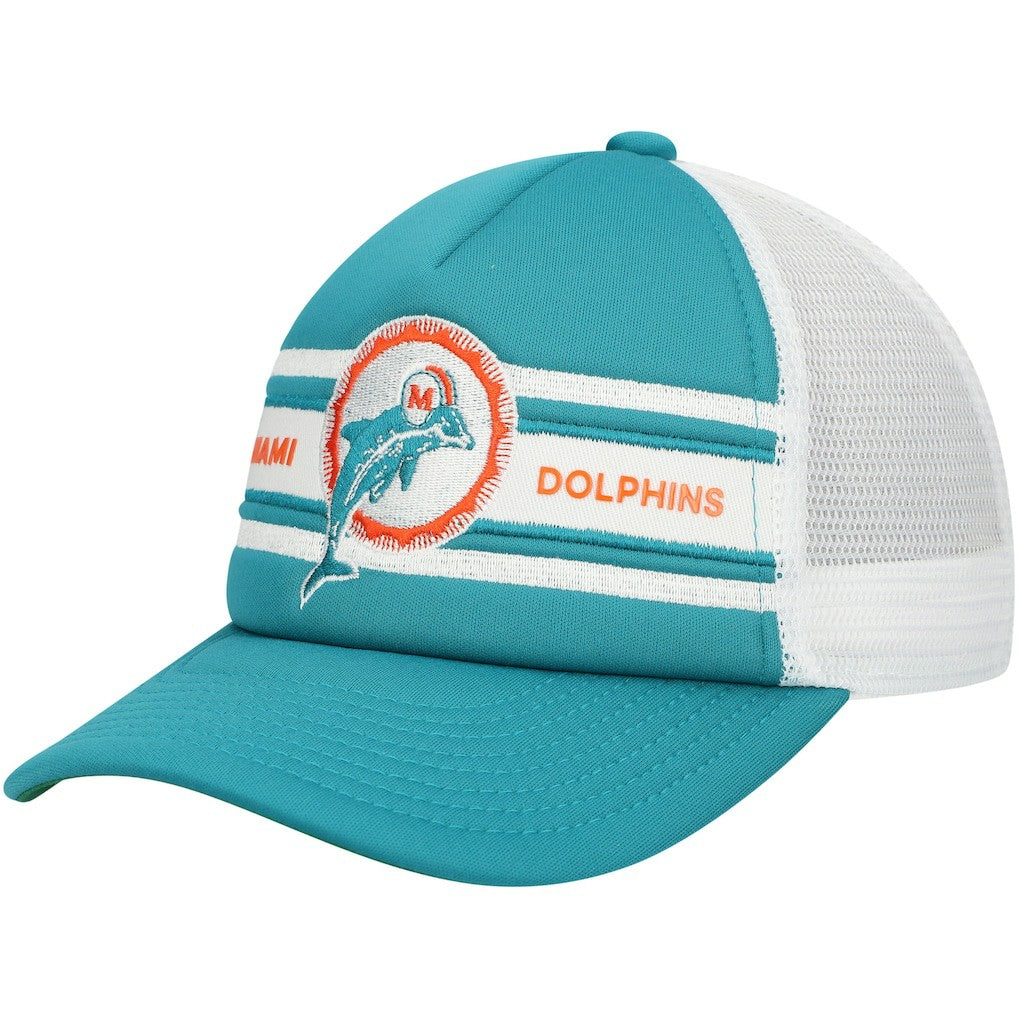 Miami Dolphins Youth Stripe Trucker Adjustable Hat Aqua